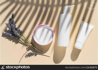 lavender cream shadows spa treatment arrangement cosmetics