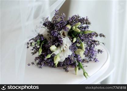 lavender elegant wedding bouquet of fresh natural flowers and greenery