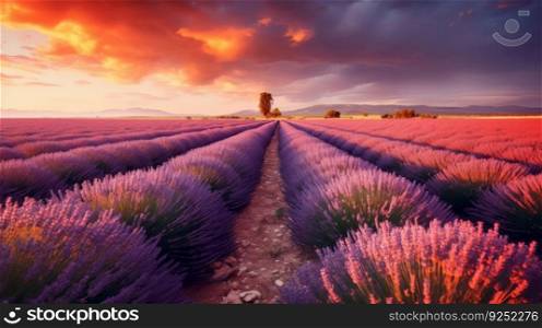 Lavender field. Illustration Generative AI
 
