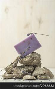 lavender soap arrangement with copy space