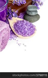 Lavender spa. Beauty composition on white background. Copy space&#xA;