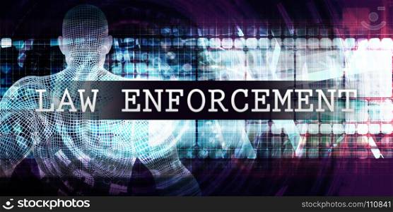Law enforcement Industry with Futuristic Business Tech Background. Law enforcement Industry