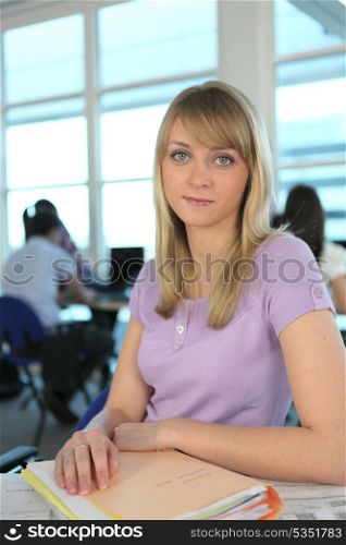 Law student sitting at a desk