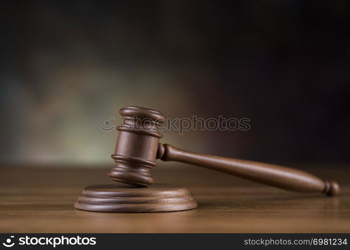 Law wooden gavel barrister, justice concept, legal system concept