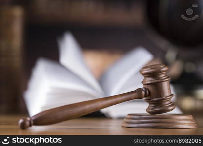 Law wooden gavel barrister, justice concept, legal system concept