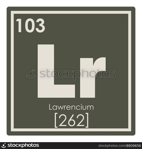 Lawrencium chemical element periodic table science symbol