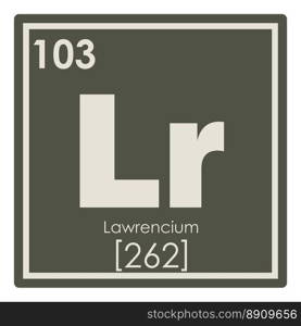 Lawrencium chemical element periodic table science symbol