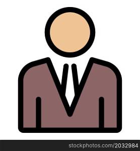 Lawyer avatar icon. Outline lawyer avatar vector icon color flat isolated. Lawyer avatar icon color outline vector
