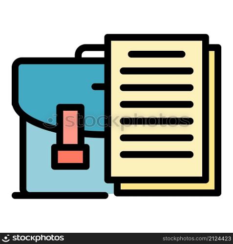 Lawyer suitcase icon. Outline lawyer suitcase vector icon color flat isolated. Lawyer suitcase icon color outline vector