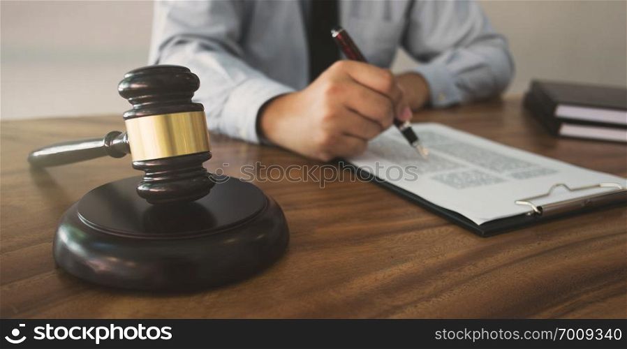 lawyer working with contract insurance.