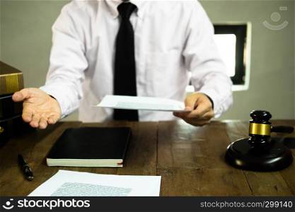 Lawyer working with insurance and customer in office. consultant lawyer, concept.