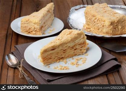 Layer cake on wooden table