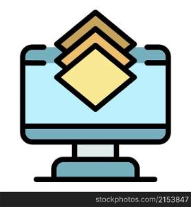 Layer editor computer icon. Outline layer editor computer vector icon color flat isolated. Layer editor computer icon color outline vector
