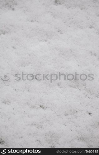 Layer of white snow in the the cold winter