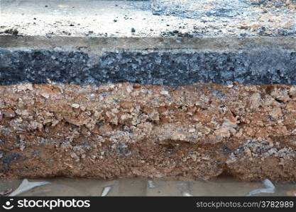 Layer soil beneath asphalt cement concrete