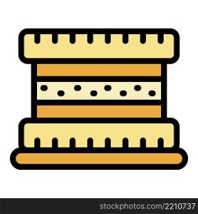 Layered cake icon. Outline layered cake vector icon color flat isolated. Layered cake icon color outline vector