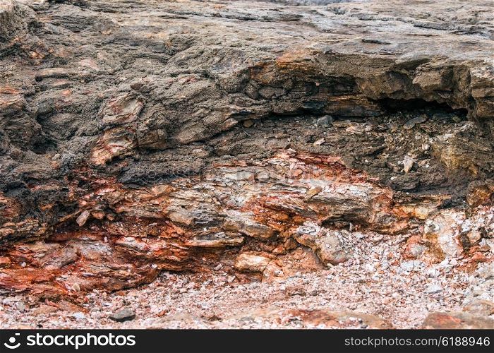 Layers of lava and clay in Iceland nature