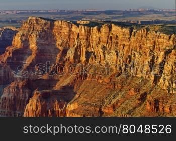 Layers of rocks and ridges seen from Navajo Point, Grand Canyon National Park. Location is along Desert View Drive in this Arizona national park in America&rsquo;s Southwest.