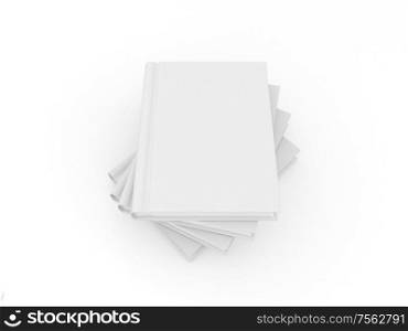 Layout for presentation of books on a gray background. 3d render illustration.. Layout for presentation of books on a gray background.