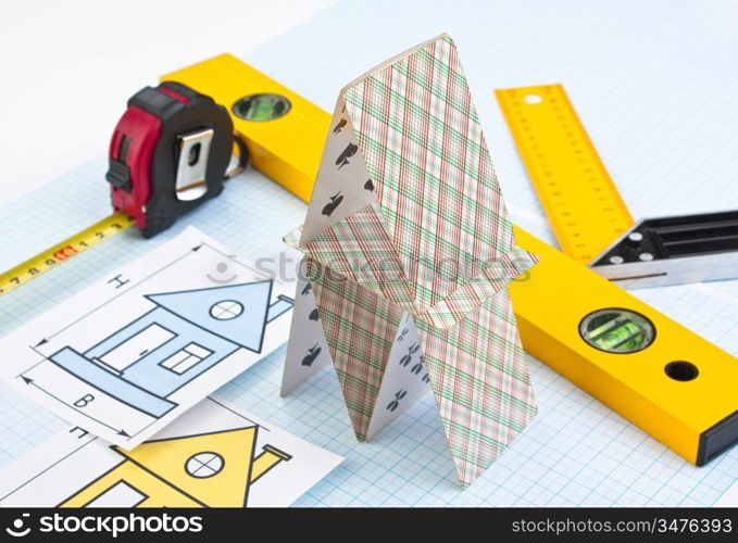 layout of the house and tools on graph paper