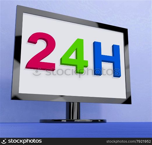LCD Monitor On Stand For Tv Or Computer. 24h On Monitor Showing All Day Service Online