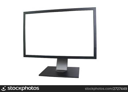 LCD monitor with empty screen isolated on white