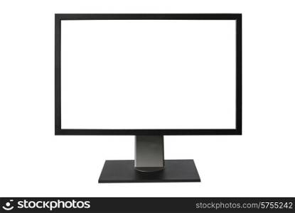 LCD monitor with empty screen isolated on white