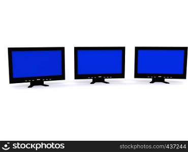 LCD monitors. technology office. 3D