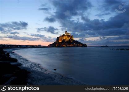 Le Mont Saint Michel, Normandy, Famous landmark north coast of France. Unesco World Heritage site