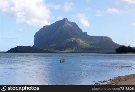 Le Morne Brabant Mauritius with sea panoramic.. Le Morne Brabant Mauritius with sea panoramic
