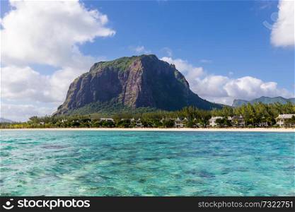 Le Morne Brabant Mauritius with sea panoramic.. Le Morne Brabant Mauritius with sea panoramic