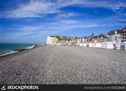 Le-Treport beach and cliffs, Normandy, France. Le-Treport beach, Normandy, France