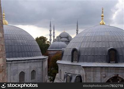 Lead domes and wall in Istanbul, Turkey