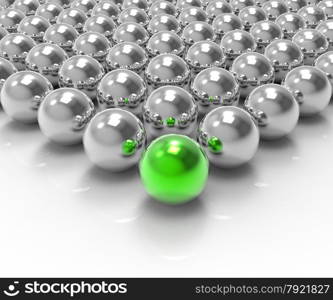 Leading Metallic Ball Showing Leadership Accomplishing Or Winning