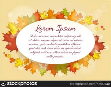 Leaf circle label. Vector autumn leaves frame for invitations and cards