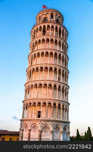 Leaning tower in a summer evening in Pisa, Italy