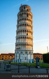 Leaning Tower of Pisa in Pisa, Italy - Leaning Tower of Pisa known worldwide for its unintended tilt and famous travel destination of Italy. It is situated near The Pisa Cathedral.