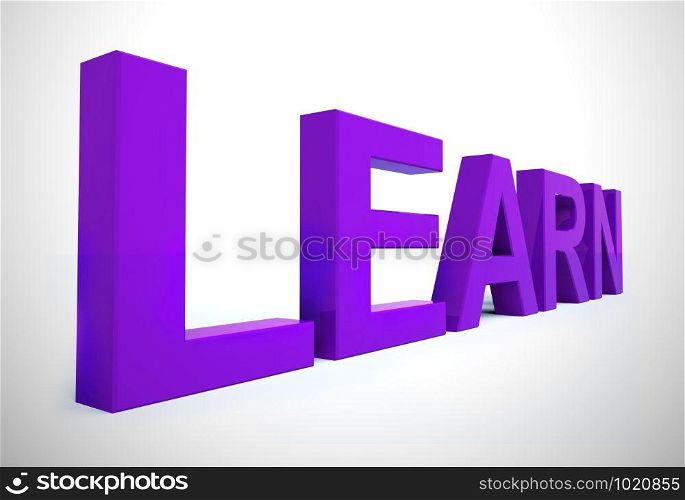 Learn concept icon means to study and understand. Further education in a school or by coaching - 3d illustration. Learn Word For Education Or Online Learning