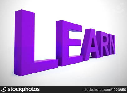 Learn concept icon means to study and understand. Further education in a school or by coaching - 3d illustration. Learn Word For Education Or Online Learning