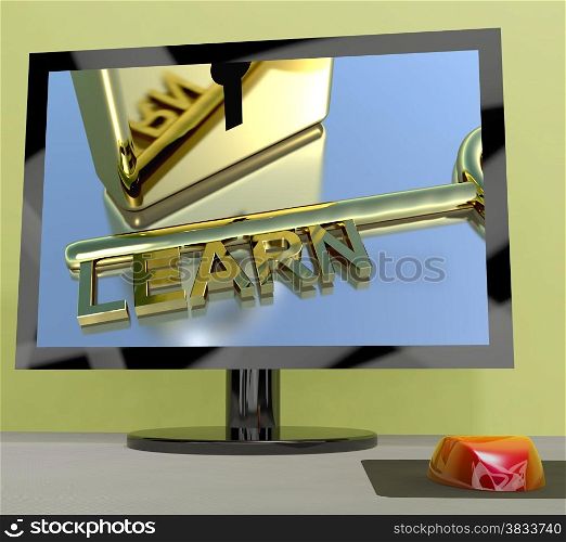 Learn Key On Computer Screen Showing Online Education. Learn Key On Computer Screen Shows Online Education