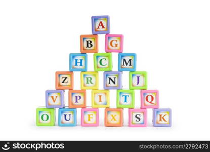 Learning and education concept - pile of alphabet blocks