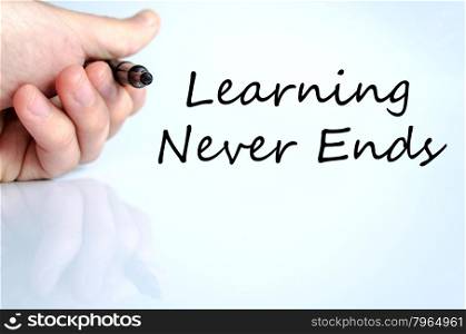 Learning never ends text concept isolated over white background