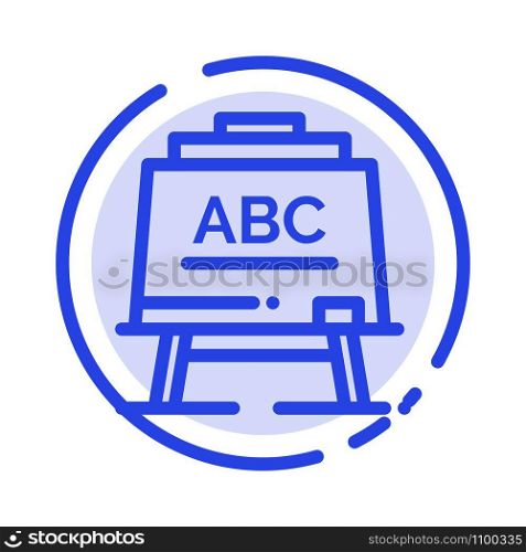 Learning, Teacher, Abc, Board Blue Dotted Line Line Icon