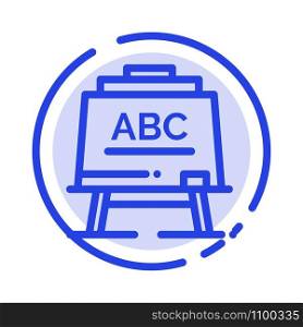 Learning, Teacher, Abc, Board Blue Dotted Line Line Icon