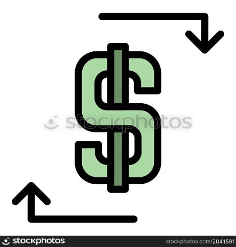 Leasing dollar icon. Outline leasing dollar vector icon color flat isolated. Leasing dollar icon color outline vector