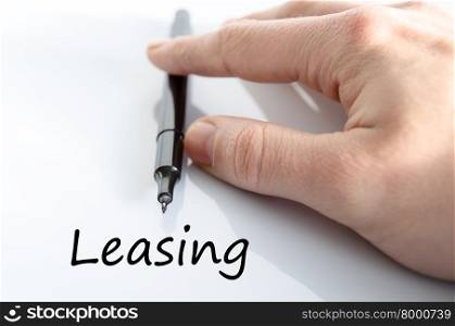 Leasing text concept isolated over white background
