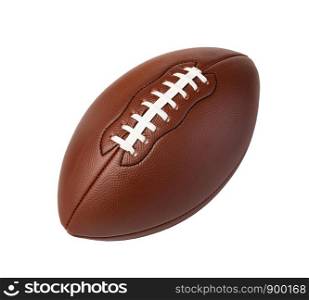 Leather American football ball isolated on white background. Leather American football ball