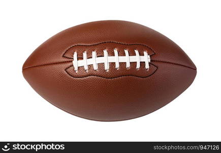 Leather American football ball isolated on white background. Leather American football ball