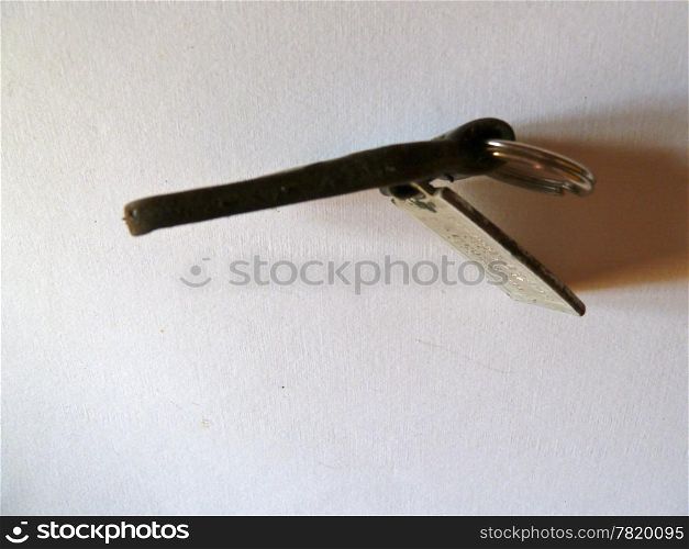 leather and metal keyfob as a background