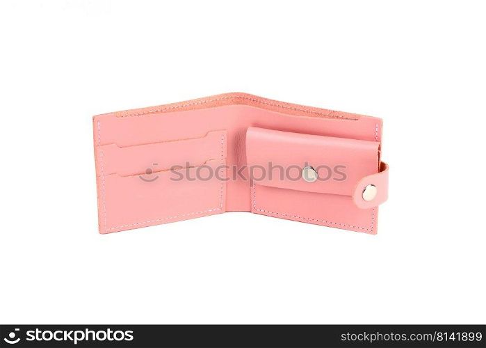 Leather bag solated on white background. Leather card holder wallet isolated over the white background